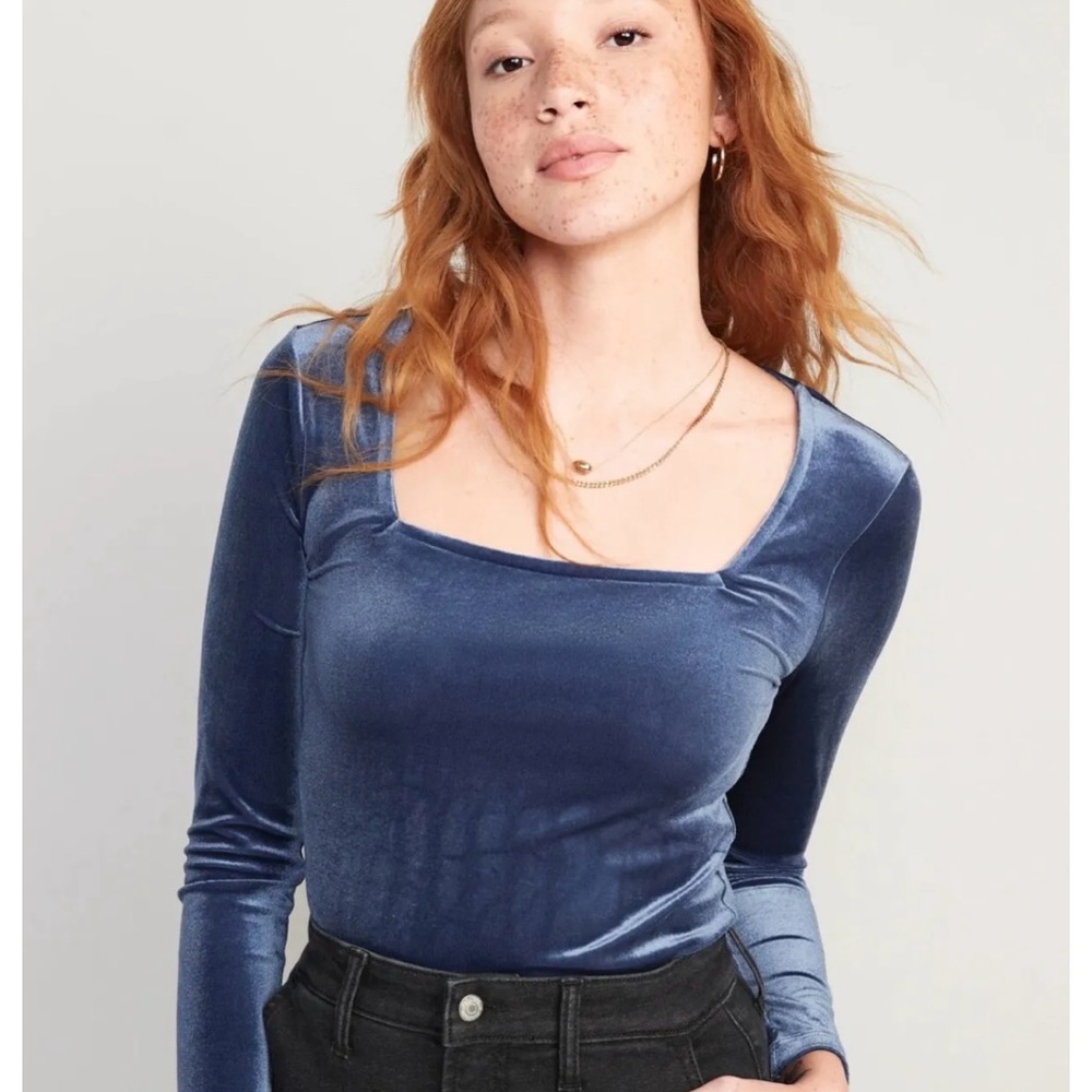 NWT Old Navy Blue Velvet Bodysuit
